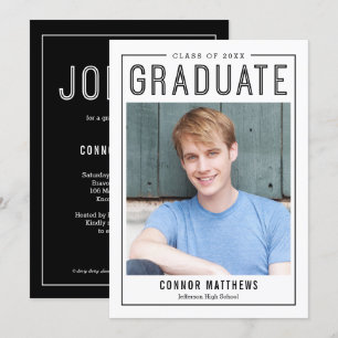 Modern Grad Graduation Announcement Invitation