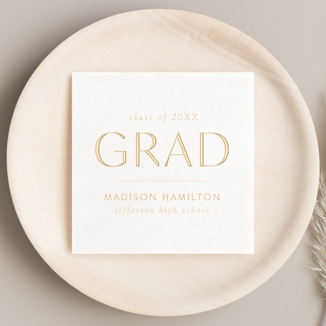 Modern Grad Graduation Party Foil Napkins (Creator Uploaded)