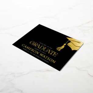Modern Grad Hat Tassel Graduation Foil Postcard