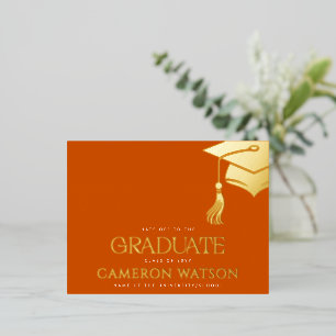 Modern Grad Hat Tassel Graduation Foil Postcard