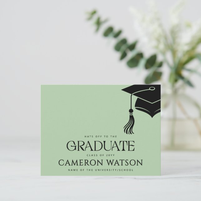 Modern Grad Hat Tassel Graduation Postcard (Standing Front)