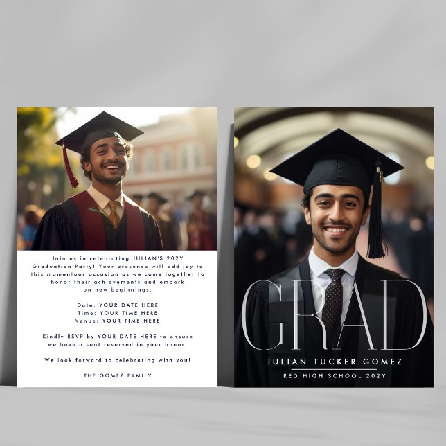 MODERN GRAD High School Photo GRADUATION PARTY Announcement (Creator Uploaded)