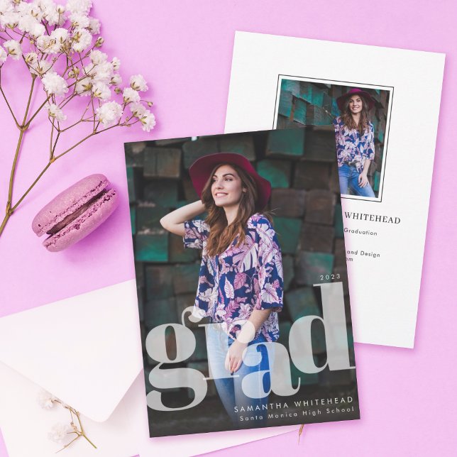 Modern Grad Photo Announcement Card (Creator Uploaded)