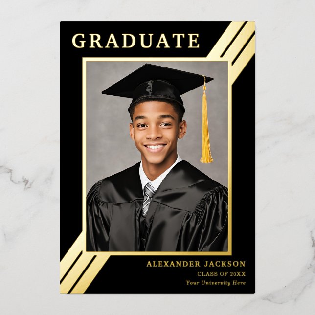Modern Grad Photo Black and Gold (Front)