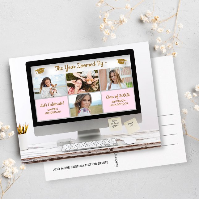 Modern Grad Photo Collage Funny Graduation Party Postcard (Creator Uploaded)