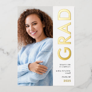 Modern Grad Photo Gold Real Foil Announcement