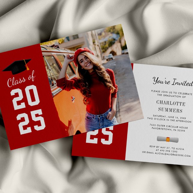 Modern Grad Photo Graduation 2025 Party Invitation (Modern Graduation Elegant Photo Party Invitation)