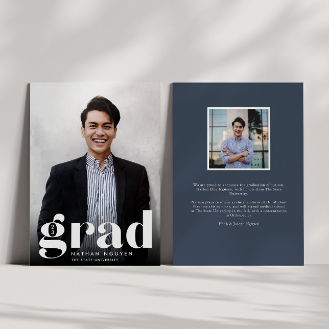 Modern Grad | Photo Graduation Announcement (Creator Uploaded)