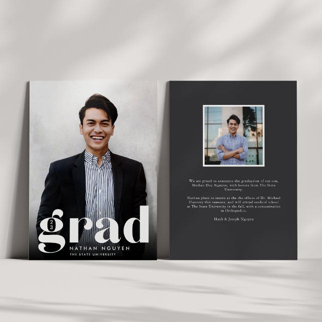 Modern Grad | Photo Graduation Announcement (Creator Uploaded)