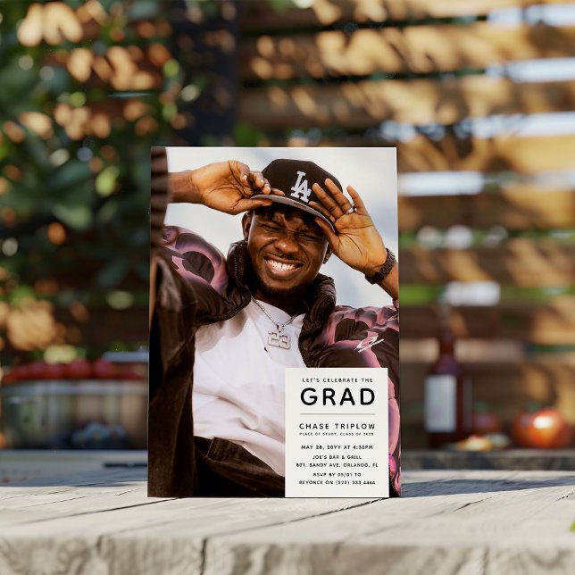 Modern GRAD Photo Graduation Party Invitation (Creator Uploaded)