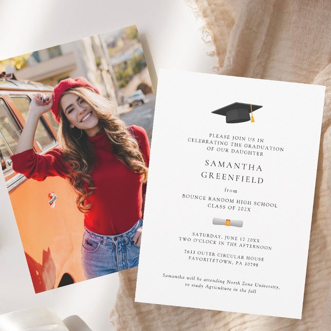 Modern Grad Photo Graduation Party Invitation (Graduation Party 2025 Photo Graduate Cap Invitation)