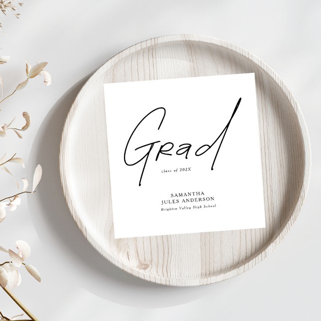 Modern Grad Script Typography Graduation Napkin (Creator Uploaded)
