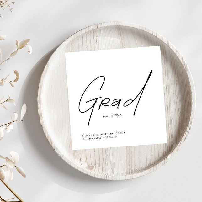 Modern Grad Script Typography Graduation Napkin (Creator Uploaded)