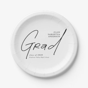 Modern Grad Script Typography Graduation Paper Plate