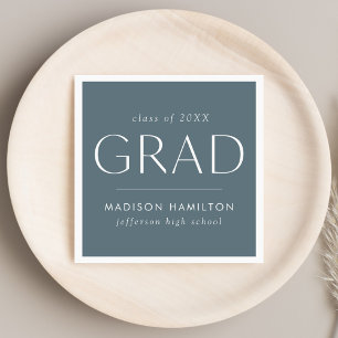 Modern Grad Slate Blue Graduation Napkin