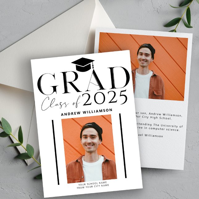 Modern grad typography graduate photo graduation announcement (Creator Uploaded)