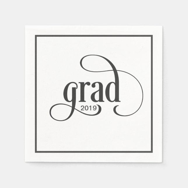 Modern Grad Typography Graduation Party with Year Napkin (Front)