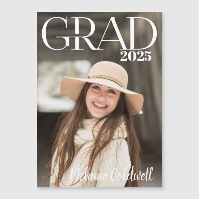Modern Grad Typography Photo  Magnet (Front)