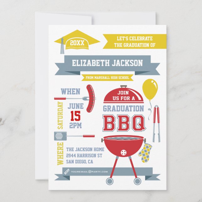 Modern Gradation BBQ Invitation (Front)