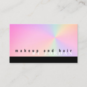 Modern gradient colourful holographic makeup & hai business card