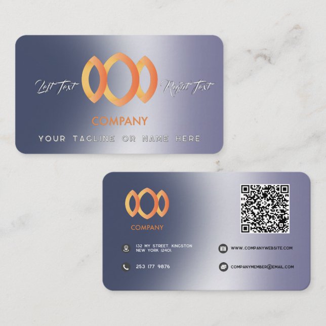 Modern Gradient Metallic Blue Purple Template  Business Card (Front/Back)