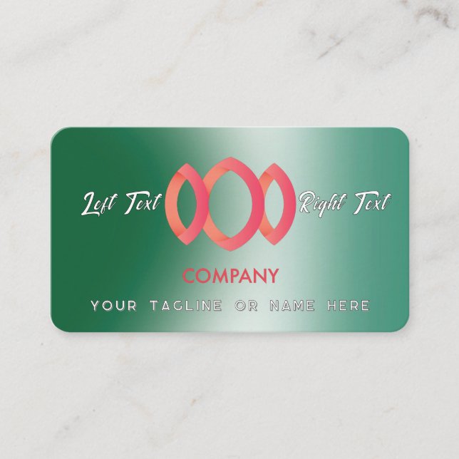 Modern Gradient Metallic Green Template Business Card (Front)