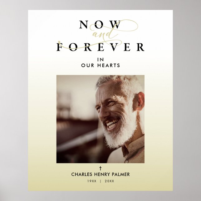 Modern Gradient Minimalist Photo Funeral Service Poster (Front)