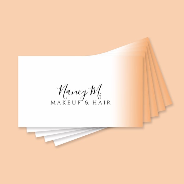 Modern gradient orange white makeup & hair business card (Creator Uploaded)