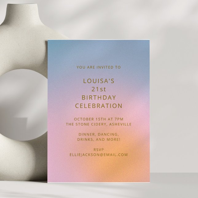 Modern Gradient Pastel 21st Birthday Celebration Invitation (Creator Uploaded)