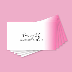 Modern gradient pink white makeup & hair business card