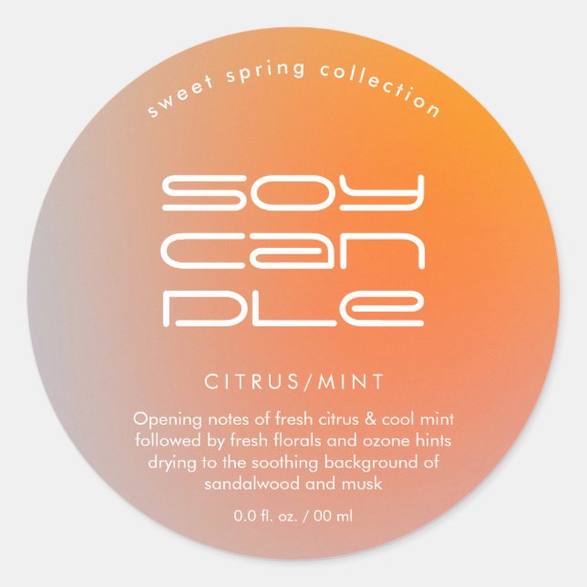 Modern Gradient Product Candle Label (Front)