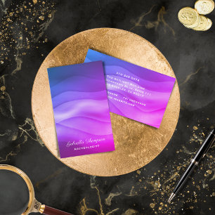 Modern Gradient Purple Magenta Abstract Waves Business Card