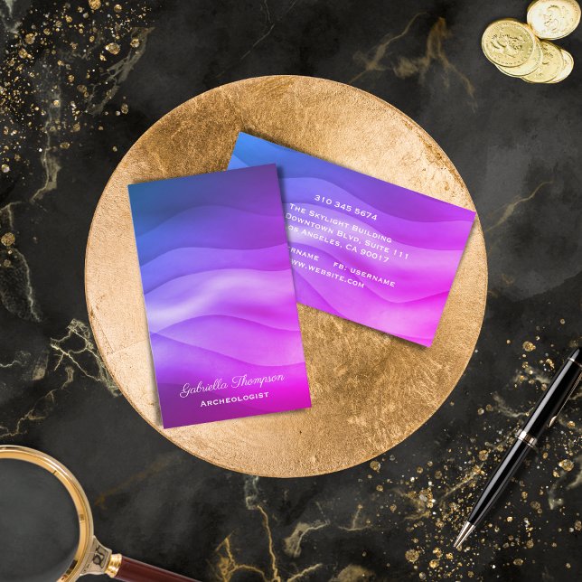 Modern Gradient Purple Magenta Abstract Waves Business Card (Creator Uploaded)