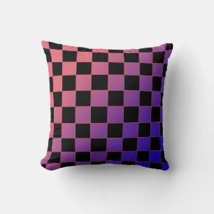 Modern Gradient Purple Pink Checkerboard Cushion