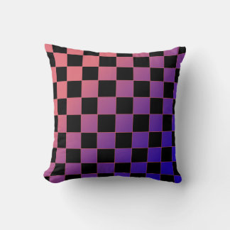 Modern Gradient Purple Pink Checkerboard Cushion