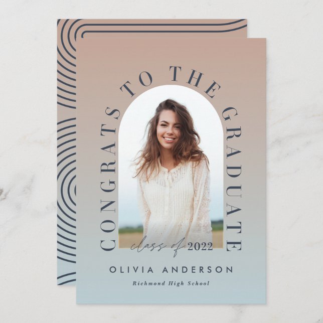 Modern gradient typography photo arch graduation (Front/Back)