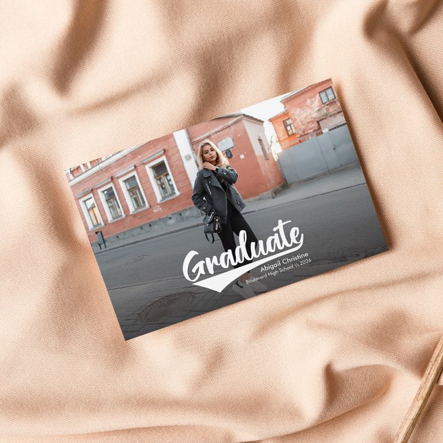 Modern Graduate 2024 Photo Graduation Announcement (Graduate Photo Announcement 2024 Note Card)
