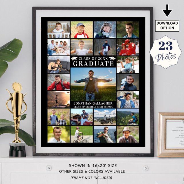 Modern Graduate 23 Photo Collage Custom Colour Poster (Creator Uploaded)