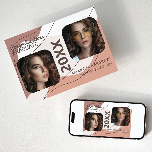 Modern Graduate | 2 Photo Collage Graduation Announcement (Creator Uploaded)