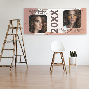 Modern Graduate   2 Photo Collage Graduation Banner