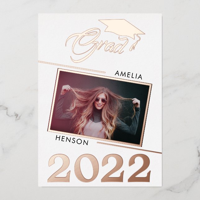 Modern Graduate 2 Photo Graduation Rose Gold (Front)