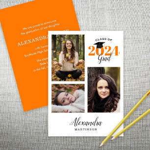 Modern Graduate 3 Photo Graduation Announcement