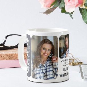 Modern Graduate 3 Photo Graduation Keepsake Gift Coffee Mug