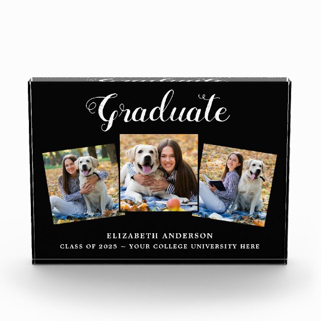 Modern Graduate 3 Picture Collage  Photo Block (Front)