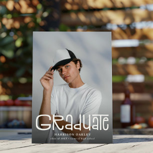 Modern Graduate 4 Photo Collage Graduation Announcement