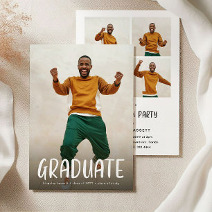 Modern GRADUATE 4 photo graduation party Invitation