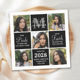Modern Graduate 5 Photo Collage Graduation Napkin