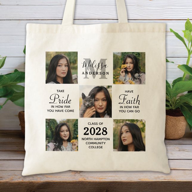 Modern Graduate 5 Photo Collage Graduation  Tote Bag (Creator Uploaded)