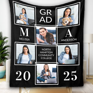 Modern Graduate 6 Photo Collage Graduation Fleece Blanket