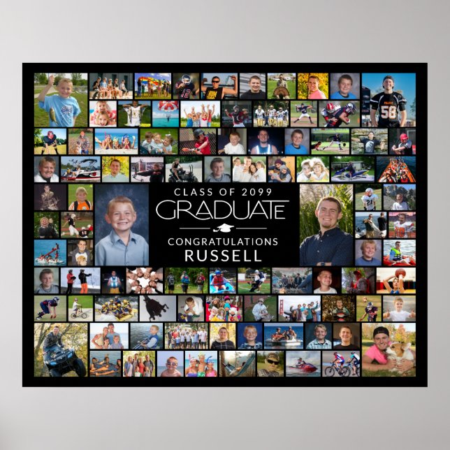 Modern Graduate 94 Photo Collage Display Poster (Front)
